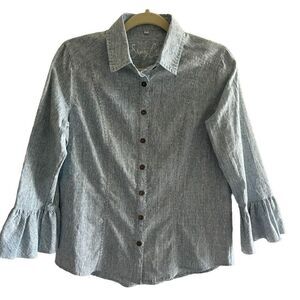 Sherry Cervi Blue Button Up Casual Shirt Women’s Size Small Western Cowgirl Top